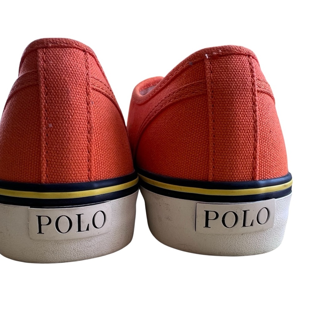 Ralph Lauren Polo Morray Bright Orange Canvas Low-Top Sneakers Size 10.5 - Picture 9 of 16